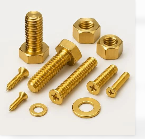 Brass nuts, bolts and screws for industrial fastening applications